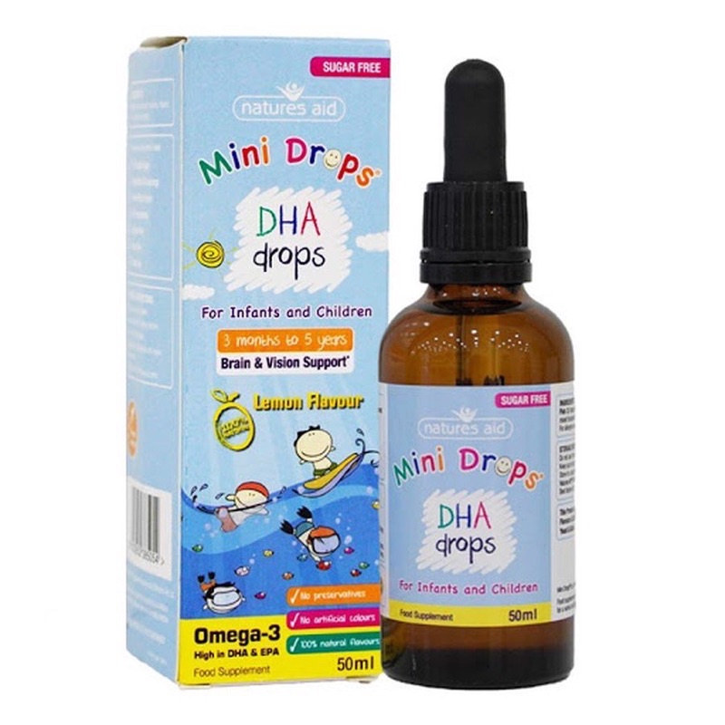 Vitamin Natures Aid DHA Drops 50ml từ 3 tháng đến 5 tuổi