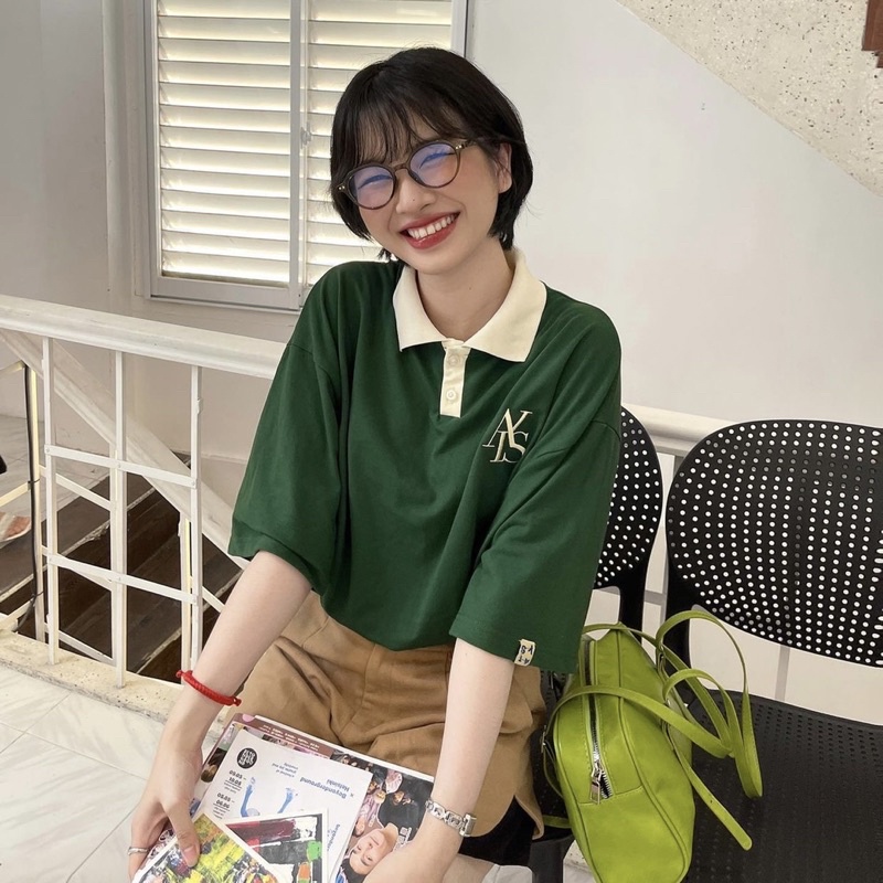 Áo polo nữ - Áo thun nữ cá sấu Homies thêu chữ AIS