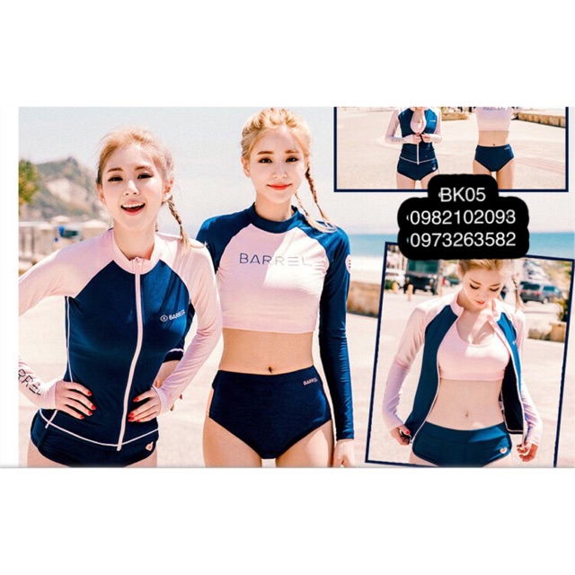 Bộ đồ bơi dài tay chống nắng Hàn Quốc, thiết kế thể thao khoẻ khoắn, che đi khuyết điểm cơ thể