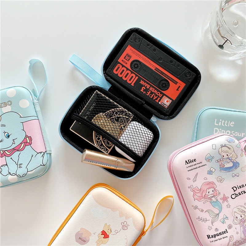 Túi Đựng Tiền Xu/ Dây Cáp Sạc/ Tai Nghe Hình Chữ Nhật In Họa Tiết Hoạt Hình Chó Shiba Inu 3C