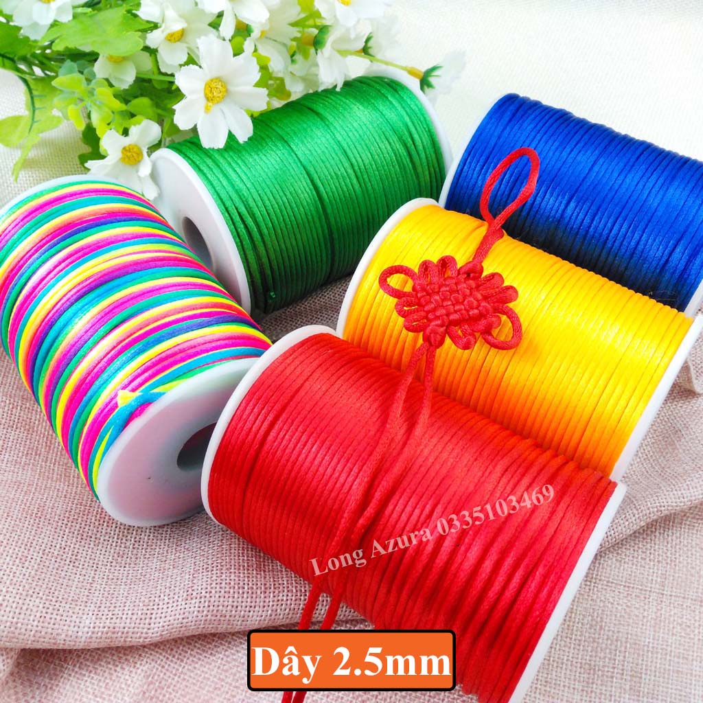 Dây làm vòng tay, Long Azura, đủ cỡ 1mm, 2mm, 2.5mm, vòng tay đôi, cặp, nam, nữ, handmade, chỉ đỏ, may mắn