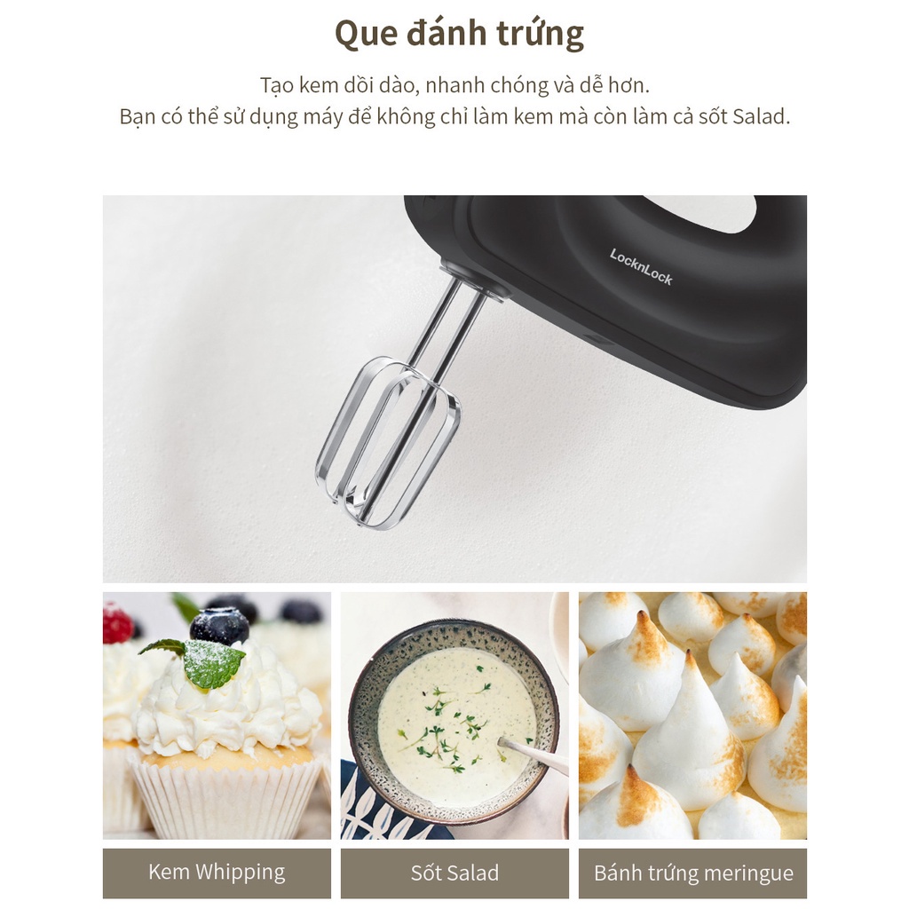 Máy đánh trứng Lock&Lock Hand Mixer EJM501DGRY 250-300W - TRUCANHSG