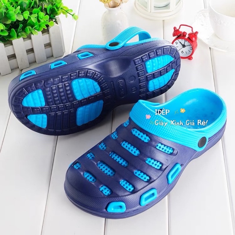 Dép sục Crocs lưới lỗ 2 lớp đúc siêu nhẹ đi mưa bít mũi nữ iDÉP- SL036