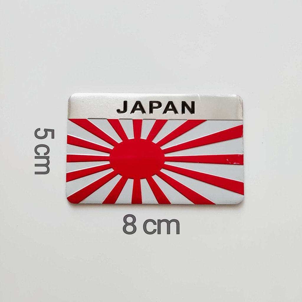 Tem nhôm Logo nhôm hình lá cờ Nhật Bản JAPAN trang trí xe