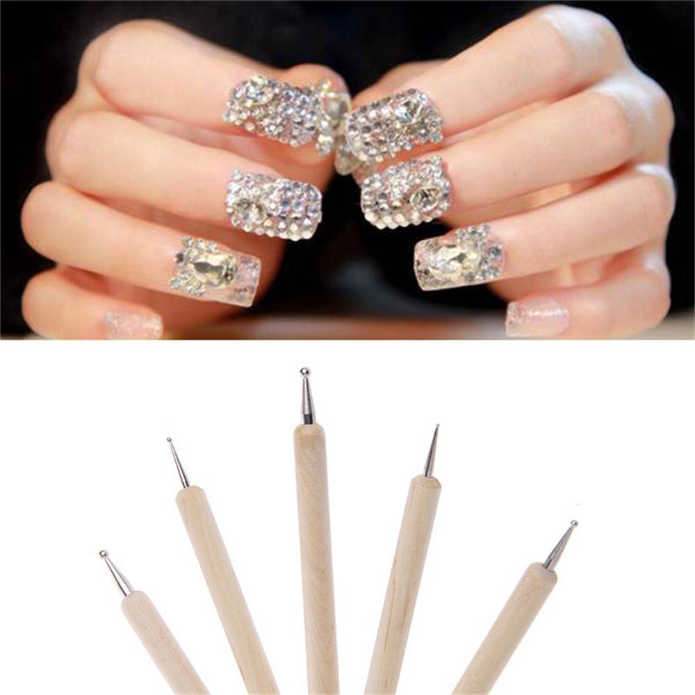 Set 5 bút hai đầu dùng để vẽ họa tiết chấm bi trang trí móng nghệ thuật
