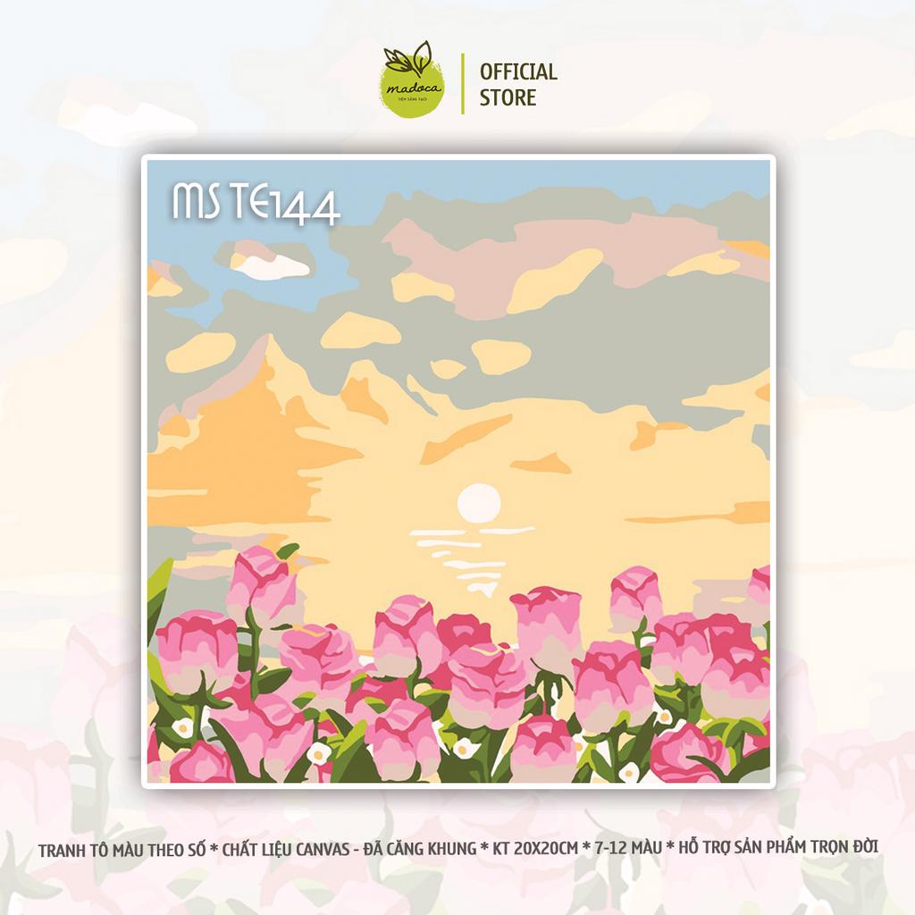 Tranh tô màu số hóa 20x20cm có khung Hoa và Thiên Nhiên