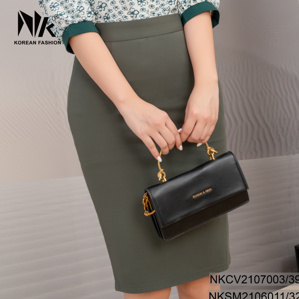Chân Váy Nữ Công Sở NK Fashion Dáng Bút Chì Cơ Bản Kèm Túi Chéo, Chất Vải Nhập Hàn Mềm Mịn, Co Giãn NKCV2107003