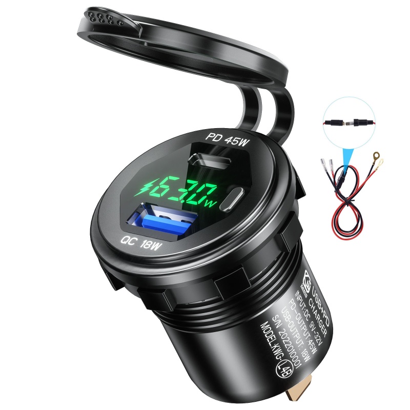 Củ Sạc Điện Thoại Trên Ô Tô Bằng Kim Loại IOR Type C PD + 18W QC 3.0