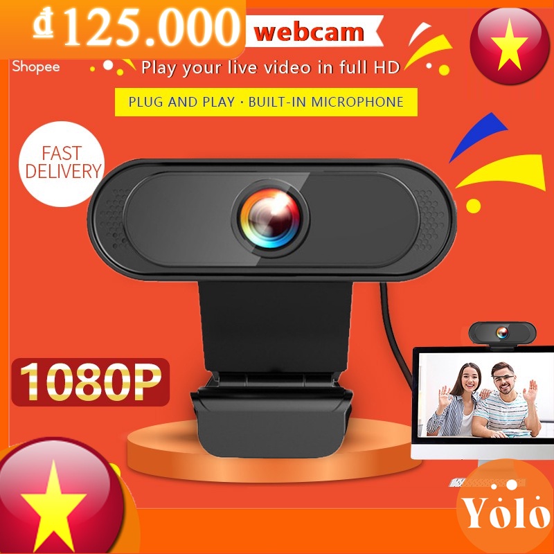 Webcam Máy Tính Full Hd 1080p 720P Có Mic Cho Máy Tính Bàn cam PC laptop Camera máy tính để bàn có mic chính hãng