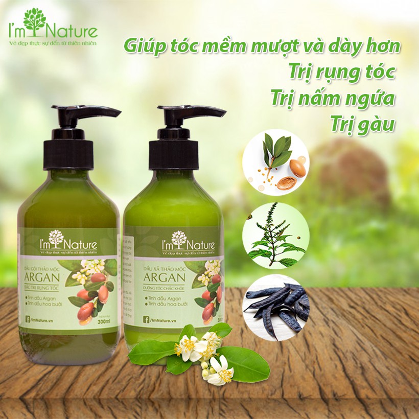 (+Quà) Dầu Xả Thảo Mộc I’m Nature Tinh Chất Argan Ngăn Rụng Và Giúp Mọc Tóc I’m Nature 300ml