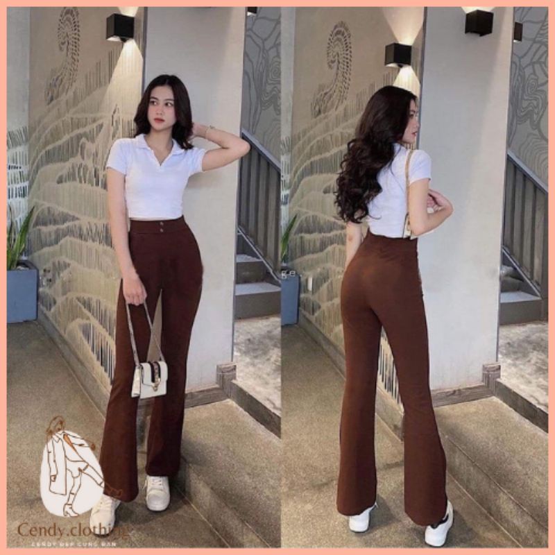 [Hàng Cao Cấp Có Video Thật] Quần Ống Loe Cạp Cao (2 cúc) Chất Liệu Cao Cấp Giúp Kéo Dài Chân Cendy Clothing - NA002 | BigBuy360 - bigbuy360.vn