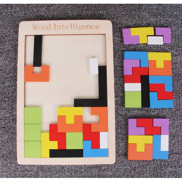 Đồ Chơi Xếp Hình Thông Minh Cao Cấp Size Đại, Tetris Xếp Gạch Gỗ Pitomio Montessori