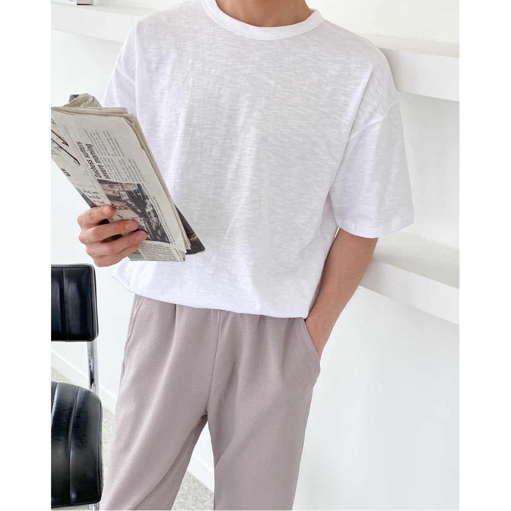 Áo thun nam ngắn tay MÀU TRẮNG SỢI KHÓI  form rộng unisex, chất liệu thun co giãn 4 chiều  thoáng mát_ DIRAZO