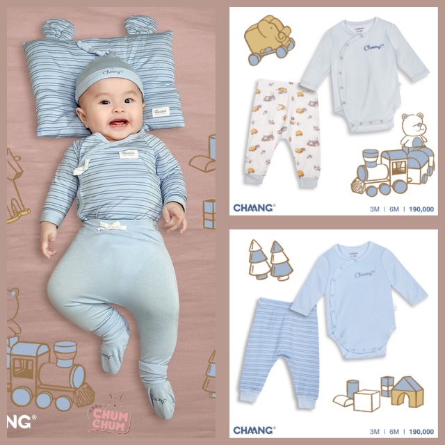 Bộ Bodychip Cúc Chéo Active Cho Bé Trai CHAANG SS22 Từ 0-6M