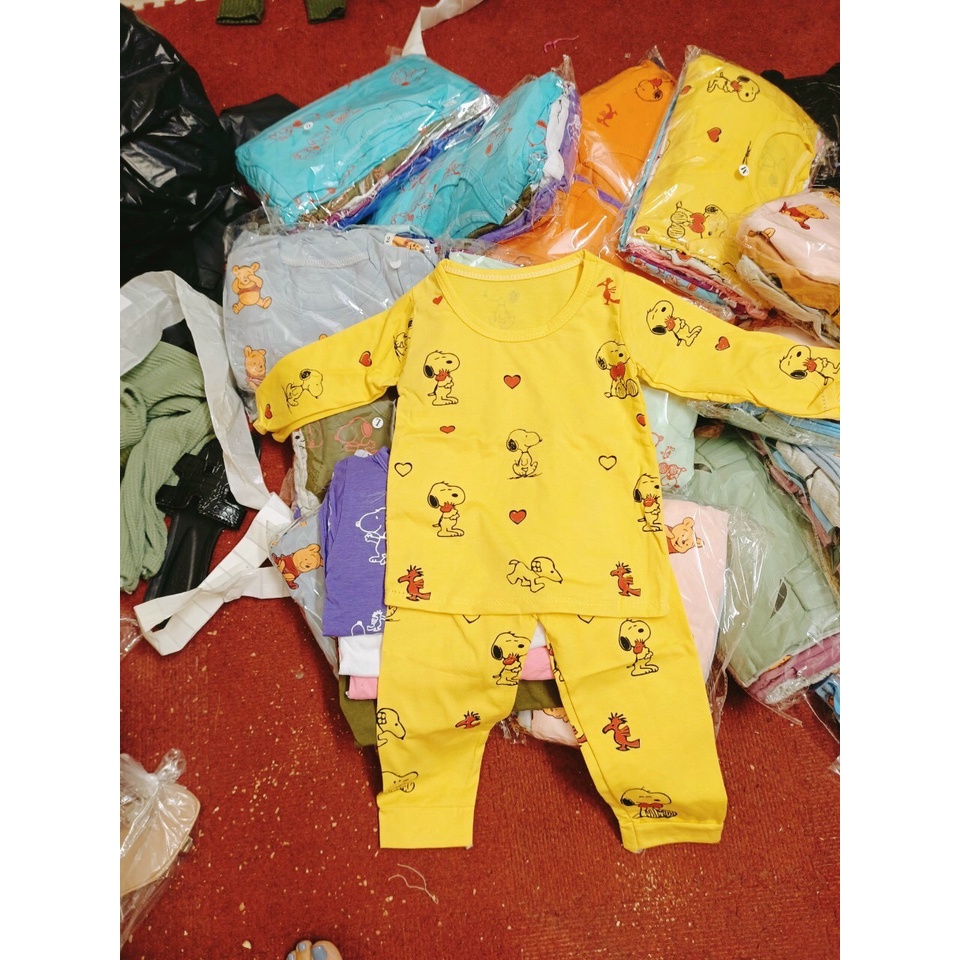 Bộ cotton dài tay in tràn hình chó Snoopy cho bé từ 8-18kg