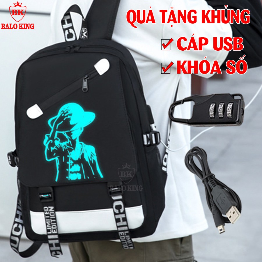Balo nam nữ đi học thời trang phát sáng dạ quang Baloking - TẶNG cáp sạc USB + Khóa số xịn - Cặp đi học HOT nhất 2021