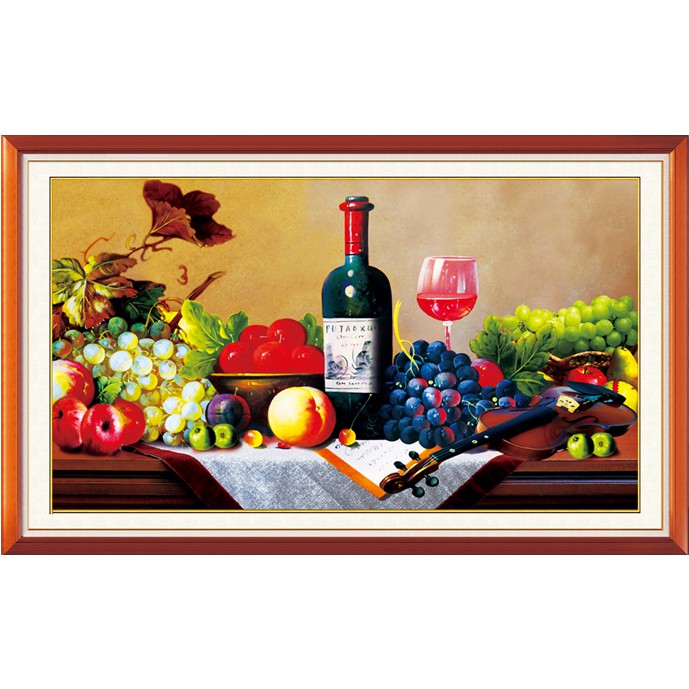 Tranh Thêu Chữ Thập 3D Bồ Đào Nha Mùa Thu Hoa Quả A1136 (KHÁCH TỰ THÊU) KT:64X40CM