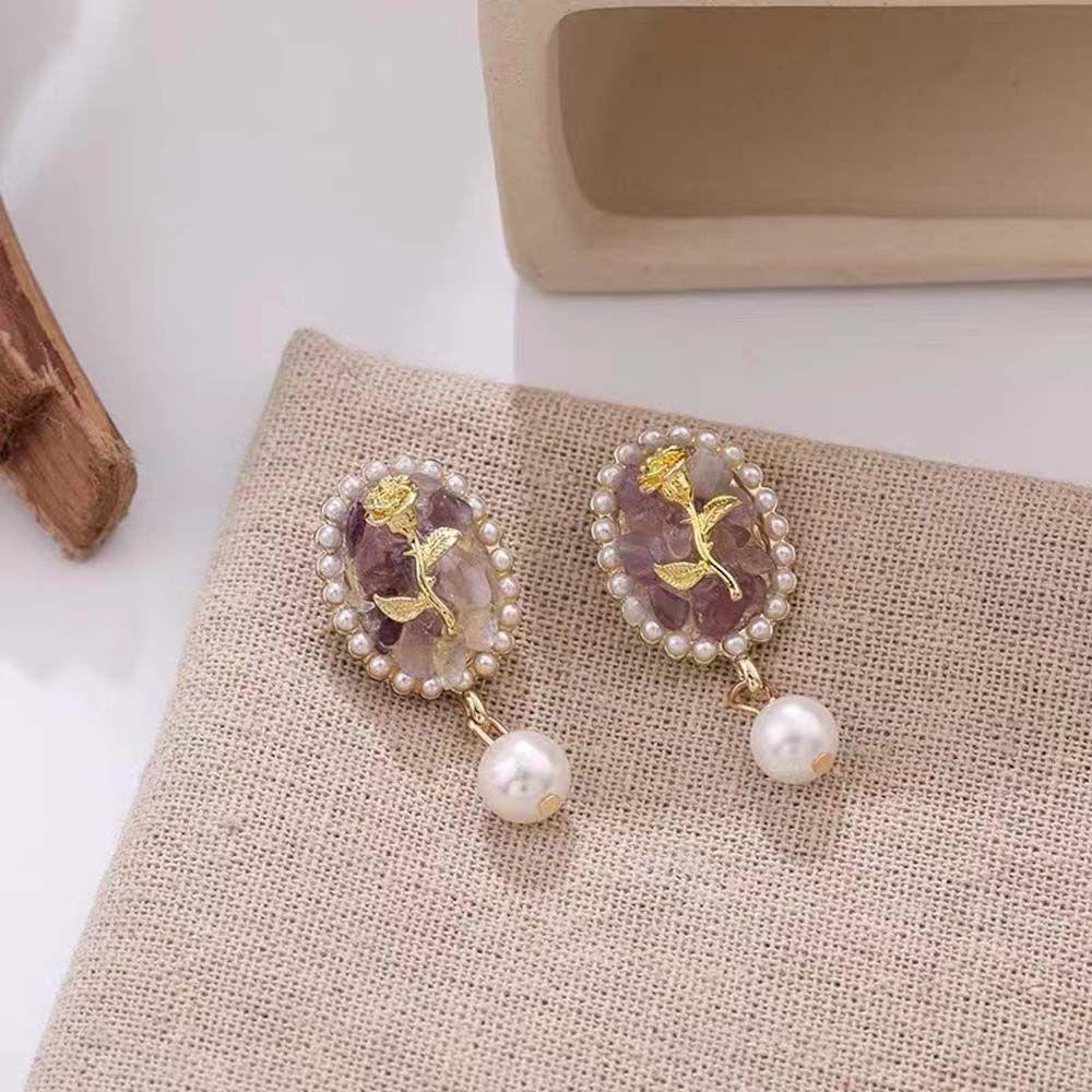 JARRED Đôi Khuyên Tai Hình Hoa Hồng Phong Cách Vintage Thời Trang Cho Nữ