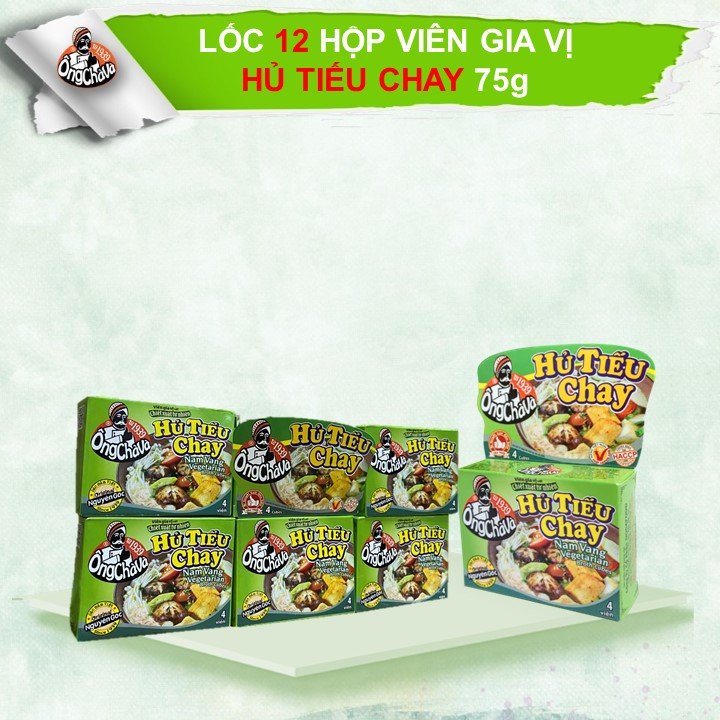 Lốc 12 hộp Viên Gia Vị HỦ TIẾU CHAY Ông Chà Và 75g