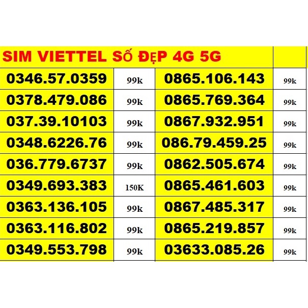 Sim Số Đẹp Viettel 4G 5G Trả Trước Nguyên Kit giá rẻ