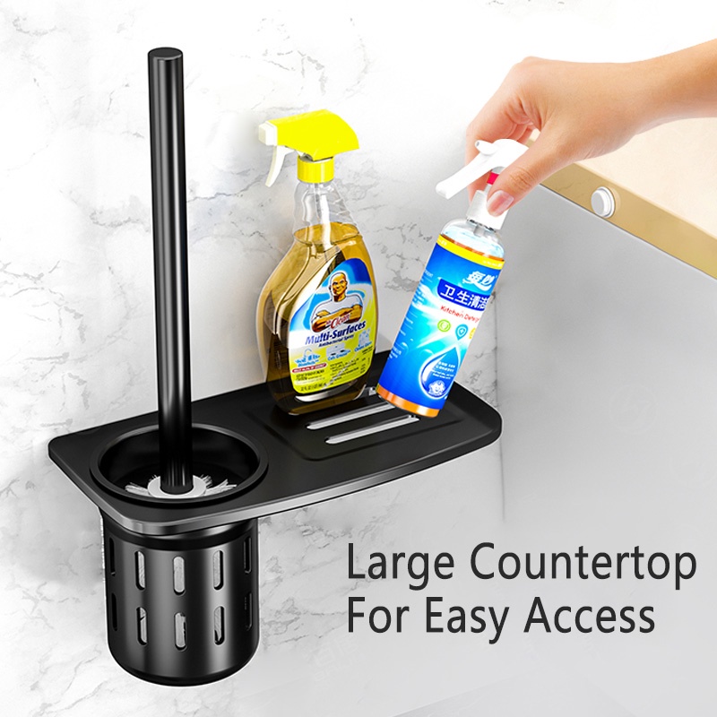 A - LIFE Bàn Chải  Vệ Sinh Toilet Bằng Nhôm Kèm Giá Đỡ Gắn Tường Tiện Dụng