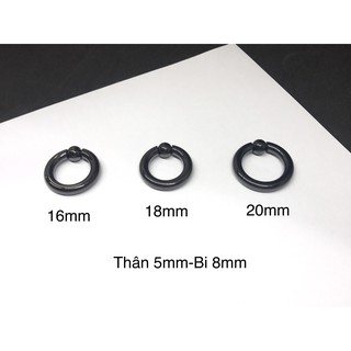 KHUYÊN VÒNG 1 BI THÂN 5MM ĐEN