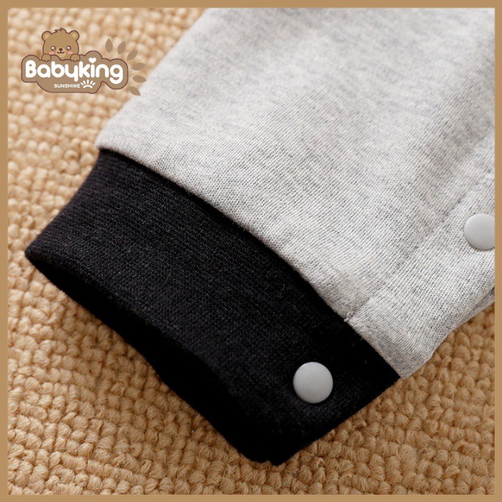 BodySuit,áo liền quần dễ thương dài tay kiểu bò xám cho bé (2411), cotton 100%, thương hiệu Aiueo Nhật Bản.