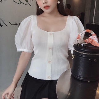 Áo len tay vải bồng, max xinh luôn nè