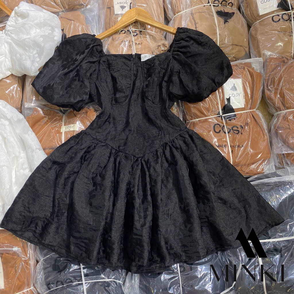 ĐẦM GẤM HOA NỔI ĐEN TRẮNG - CHẤT LIỆU CAO CẤP - MÀU ĐEN / TRẮNG | BigBuy360 - bigbuy360.vn