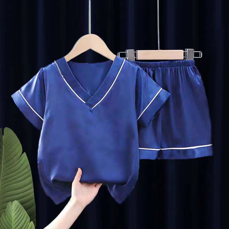Bộ Đồ Ngủ Tay Ngắn Cổ Chữ V Bằng Lụa Thời Trang Dành Cho Trẻ Em