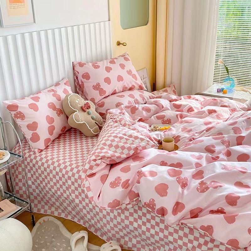 Bộ Chăn Ga Gối ❤️ cotton living 100% đủ size đệm hoa nhí Hàn Quốc miễn phí bo chun nhập khẩu Mượt Decor