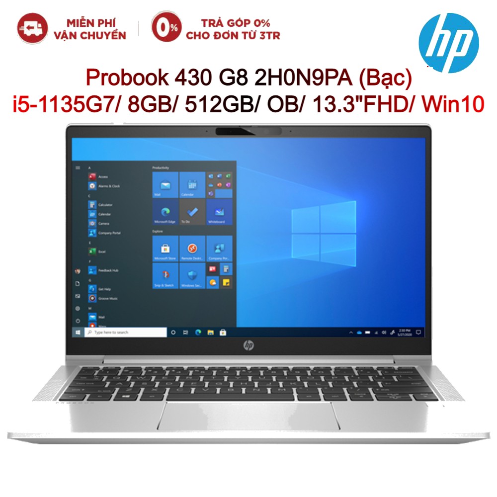 [Mã ELHPJUN GIẢM 5% TỐI ĐA 1TR]Laptop HP Probook 430 G8 2H0N9PA Bạc i5-1135G7/ 8GB/ 512GB/ OB/ 13.3&quot;FHD/ Win10