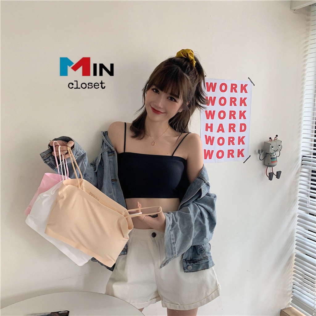 Áo lót nữ FREESHIP 50K  Áo quây 2 dây vải su màu trơn Đệm Mỏng Không Gọng Siêu HOT A06