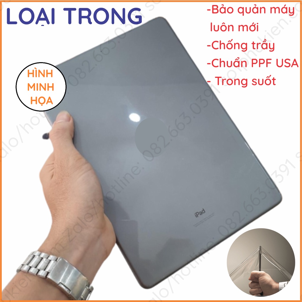 Dán PPF iPad pro 2020 / iPad pro 2021 (11 inch và 12.9 inch) loại trong, nhám dành cho màn hình, mặt lưng, full viền