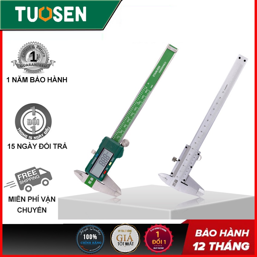 Thước kẹp điện tử thép cacbon tỉ lệ 0-150mm, Thước cặp Vernier kỹ thuật số, thước cặp caliper - Chính hãng TUOSEN