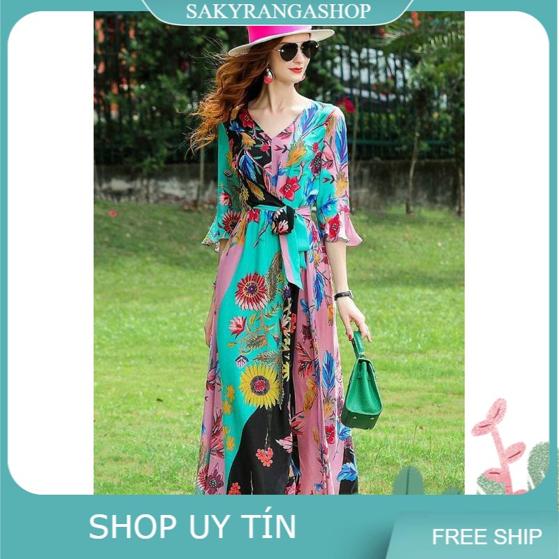 HÀNG NHẬP - ĐẦM VOAN HOA XẺ TÀ TAY LOE
