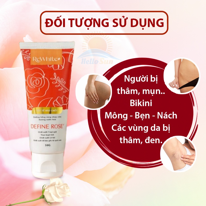 Gel Tẩy Tế Bào Chết Mờ Thâm Dưỡng Trắng Vùng Nhạy Cảm Rewhitez Define Rose (Tuýp Đỏ) 50g- shop Hello Sun