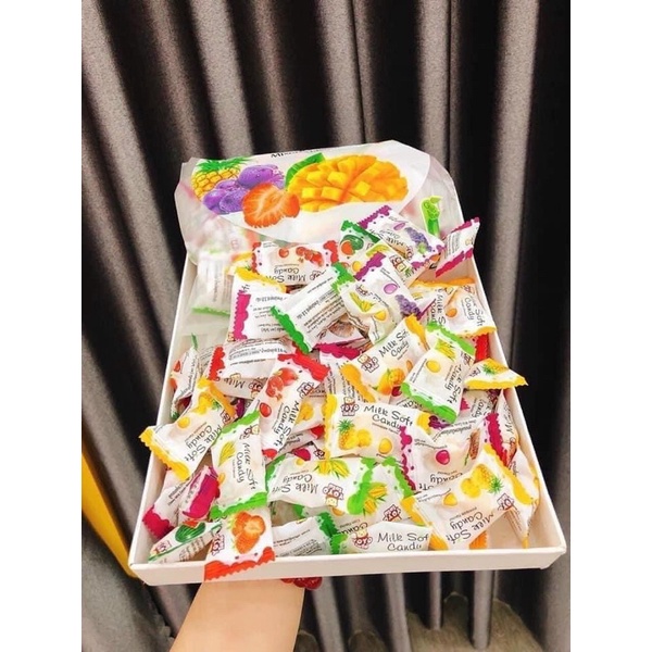 Kẹo Dẻo Trái Cây Milk Soft Candy túi 320gr mix đủ vị Thái Lan