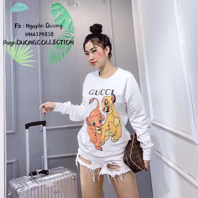 Áo nỉ nữ Hoodie in hình sư tử