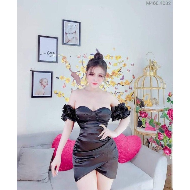 Đầm body ôm trễ vai thiết kế lụa satin  fashionzero - 75206
