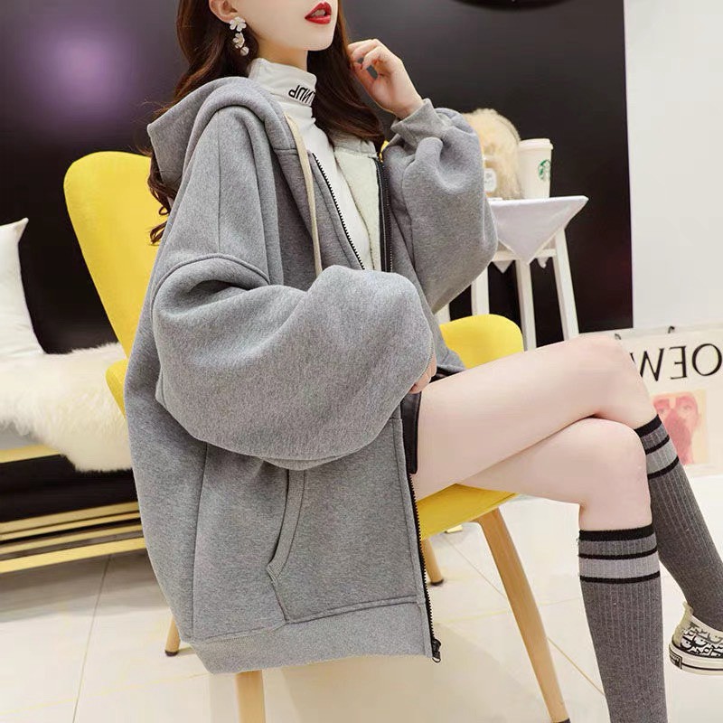 ÁO HOODIE NỮ TRƠN CAO CẤP  DÂY KÉO DỄ MẶC DỄ PHỐI ĐỒ CHỐNG NẮNG GIỮ ẤM THỜI TRANG