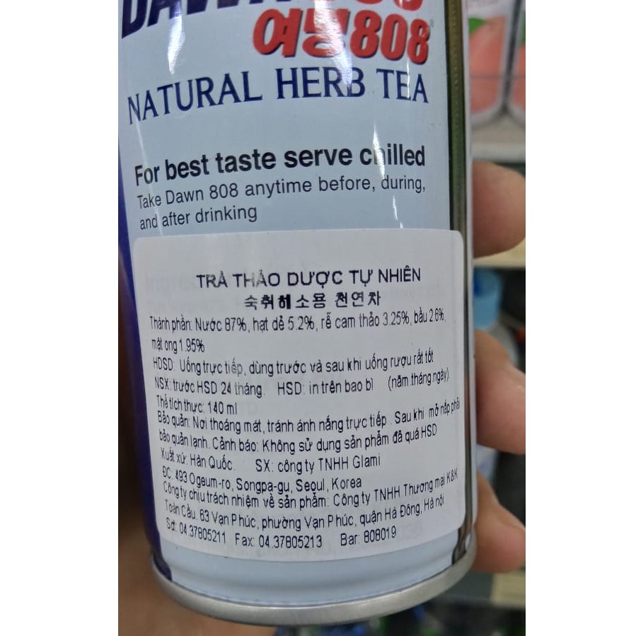 Trà thảo dược tự nhiên Dawn 808 140ml