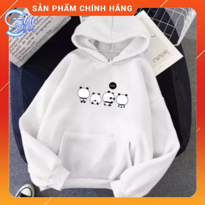 ÁO HOODIE UNISEX NAM NỮ  FORM RỘNG, CHẤT NỈ BÔNG CAO CẤP in 4 chú gấu trúc