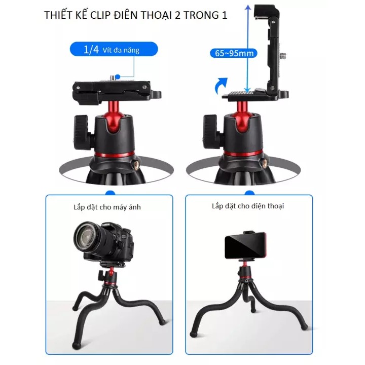 Chân Đế Gimbal Bạch Tuộc Cho Điện Thoại Và Máy Ảnh YT-138A