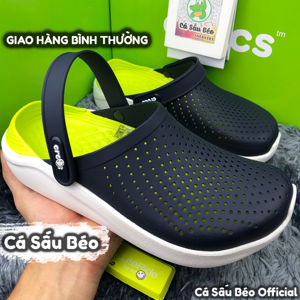 Dép Cross Literide Nam Nữ màu NAVY - VÀNG CHUỐI, Hàng loại 1 full tag, full box