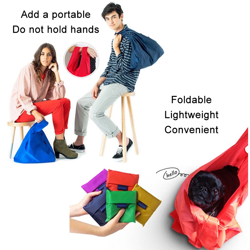 Túi Xách Mua Sắm Bằng Nylon Có Thể Gấp Gọn Bảo Vệ Môi Trường Màu Sắc Ngẫu Nhiên