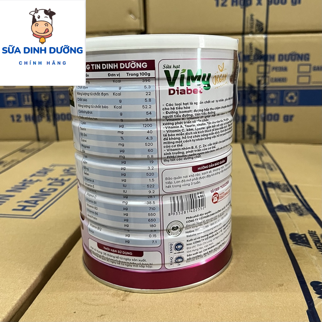 Sữa hạt tiểu đường Vimy Diabet 900g - Sữa cho người tiểu đường - Sữa hạt bổ sung dinh dưỡng