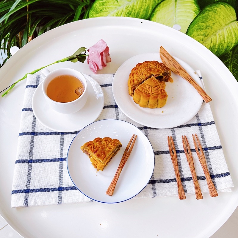 Bộ dao nĩa ăn bánh trung thu bằng gỗ dừa cao cấp