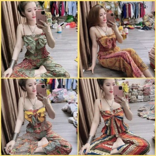 Đồ Bộ Thổ Cẩm 2 Dây Nơ Ngực Vải Lụa Mango Shop1012
