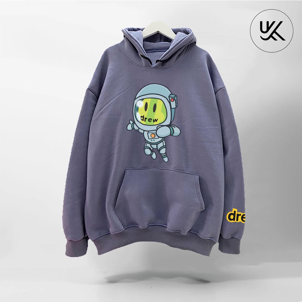 Áo Khoác Nỉ HOODIE Drew [Phi Hành Gia], Form RỘNG oversize, màu xám khói xanh, be, nỉ bông Cao Cấp Unisex - KKIMshop